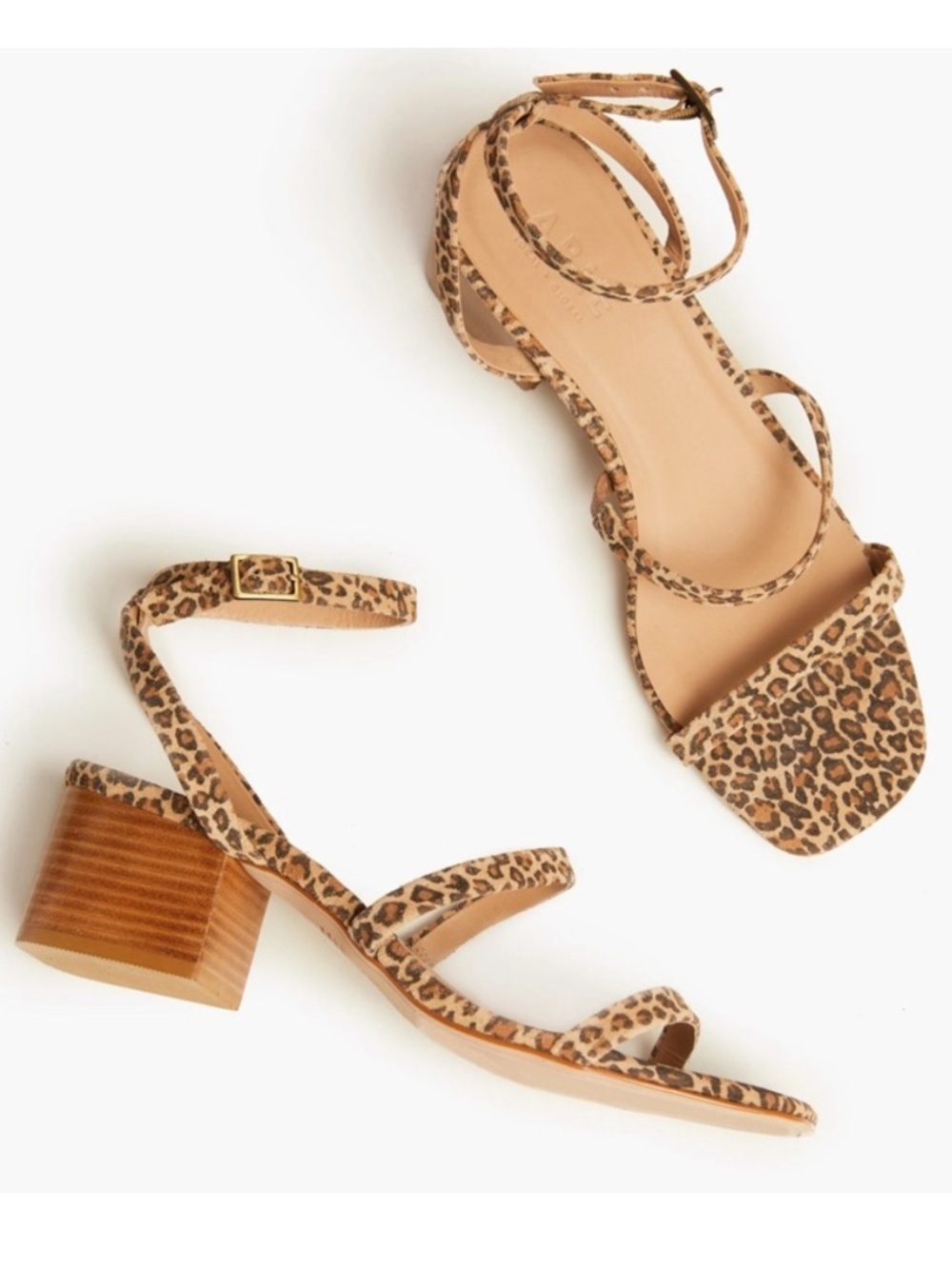 NIB Able Scilia Block Heel Sandals Leopard Suede Square Toe Size 7